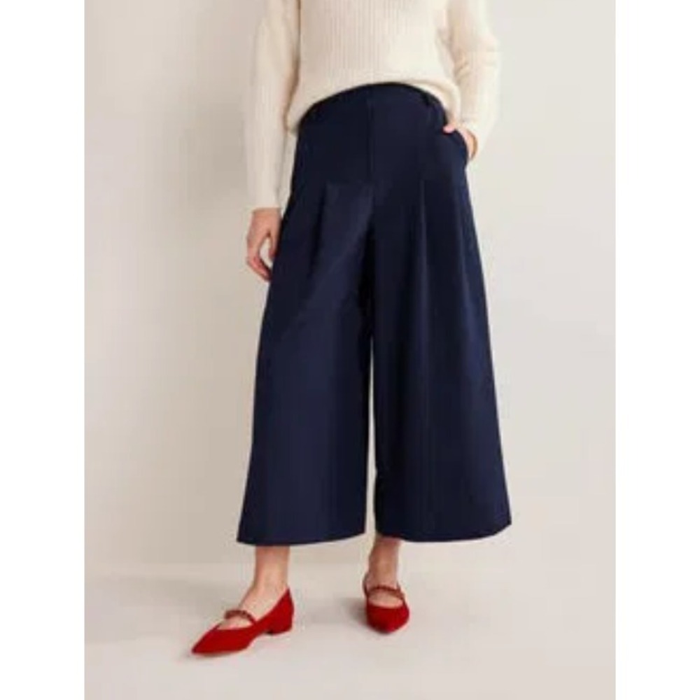 Boden Wide Leg Fluid Culottes Cropped Pants Relaxed Navy Blue Womens Size 6